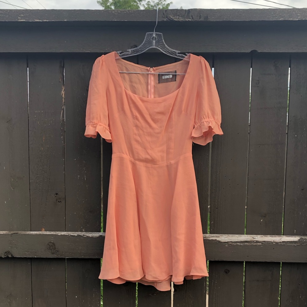 Reformation Peach Puff Sleeve Dress